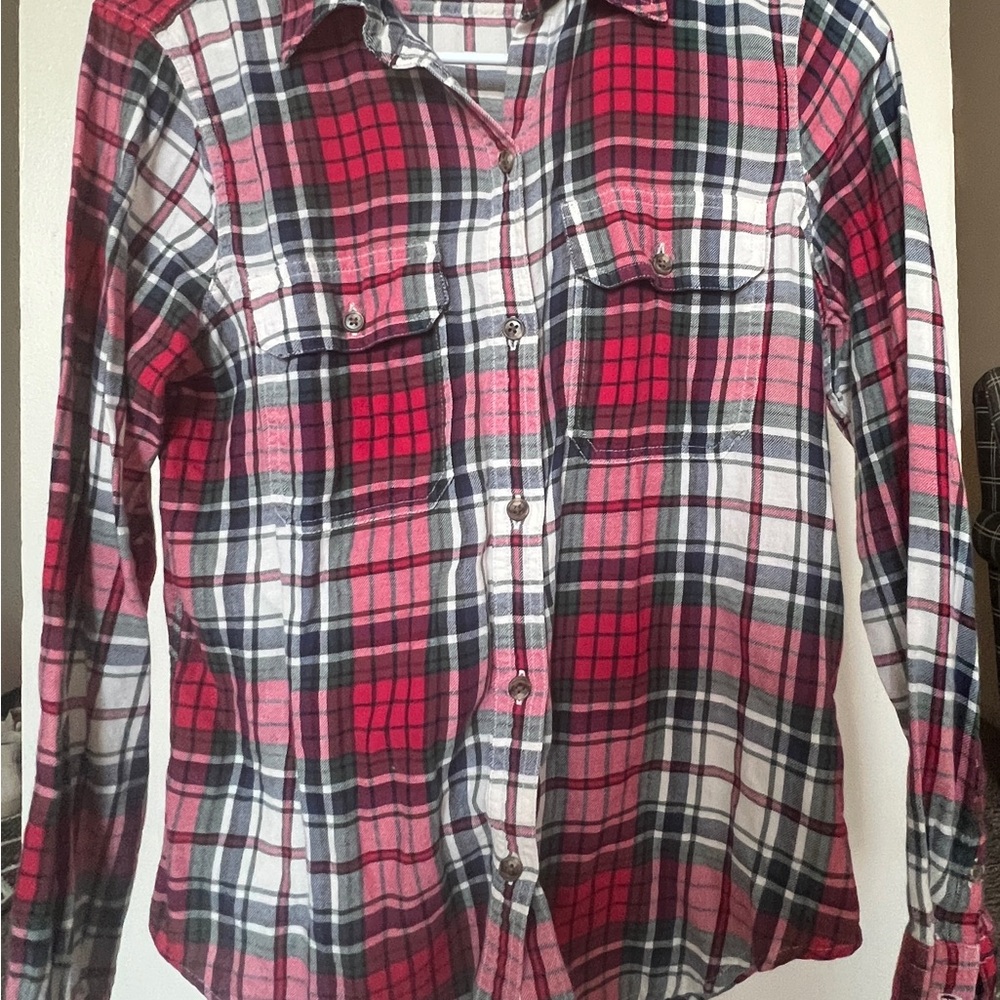 Chaps Red and White Plaid Shirt